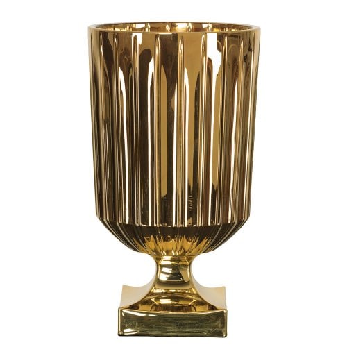 Vase Nachtmann Minerva Gold Sur Pied – Cristal Transparent/or – Hauteur 31.5cm