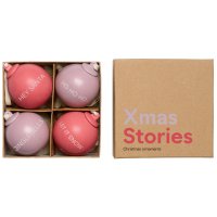 Christbaumkugelset Xmas Stories Pink 6cm Design Letters