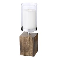 Kerzenhalter Meo Edelstahl Glas Holz (H31cm) von EDZARD