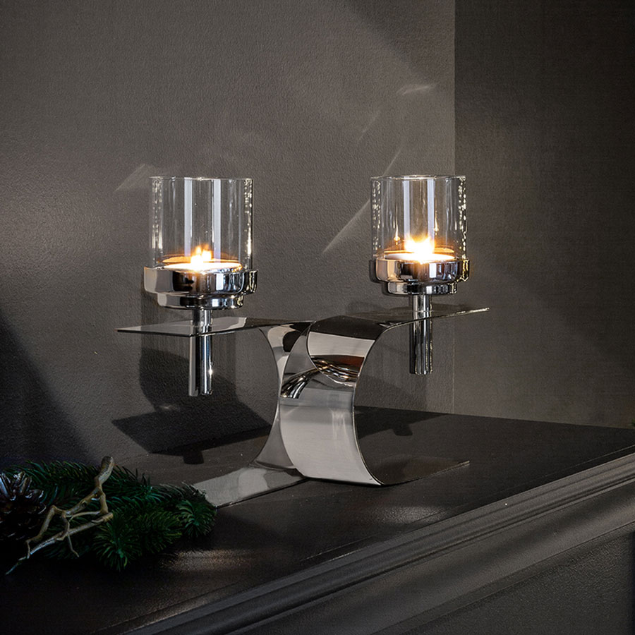 Design! Kerzenleuchter in Glasaufsätzen - Fink --> (2-flammig) erkmann.de mit (24,5cm) Verliebt Passiona
