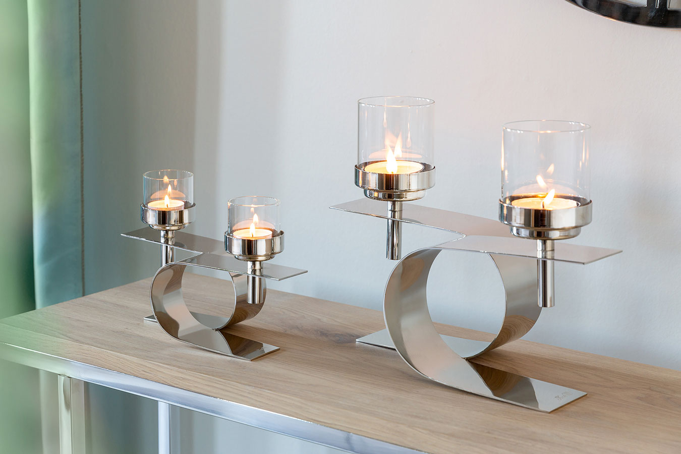 [Hohe Qualität | Sehr beliebt] Fink Kerzenleuchter Passiona mit Glasaufsätzen - (24,5cm) Verliebt erkmann.de --> (2-flammig) in Design
