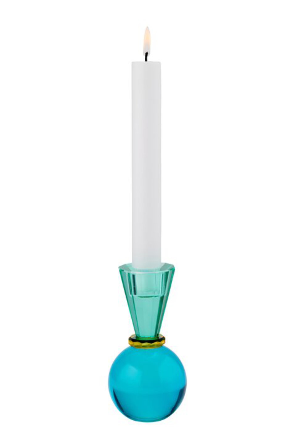 Gift Company Bougeoir Sari Konus, Chandelier, Verre Cristal, Jaune, Bleu