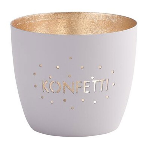 Gift Company Windlicht Madras Konfetti Pastelgrau/Gold