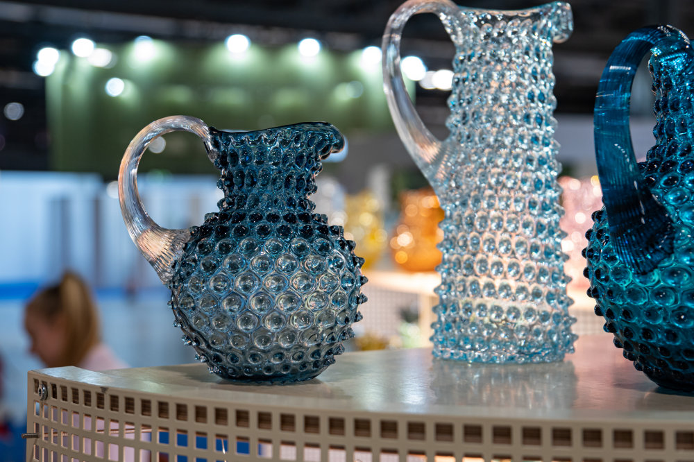 Karaffe Hobnail Jug Underlay Blue Smoke Klimchi Studio