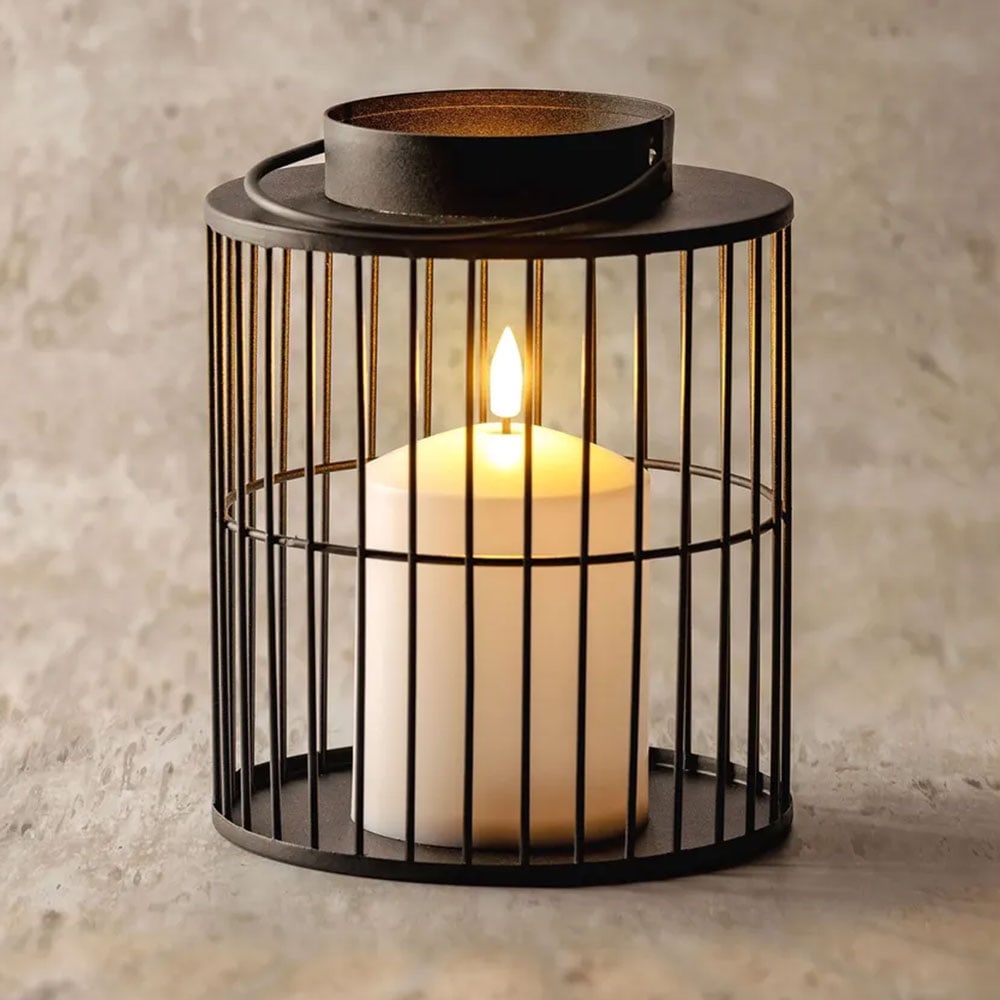 Leonardo Laterne mit LED Kerze Schwarz (18cm)