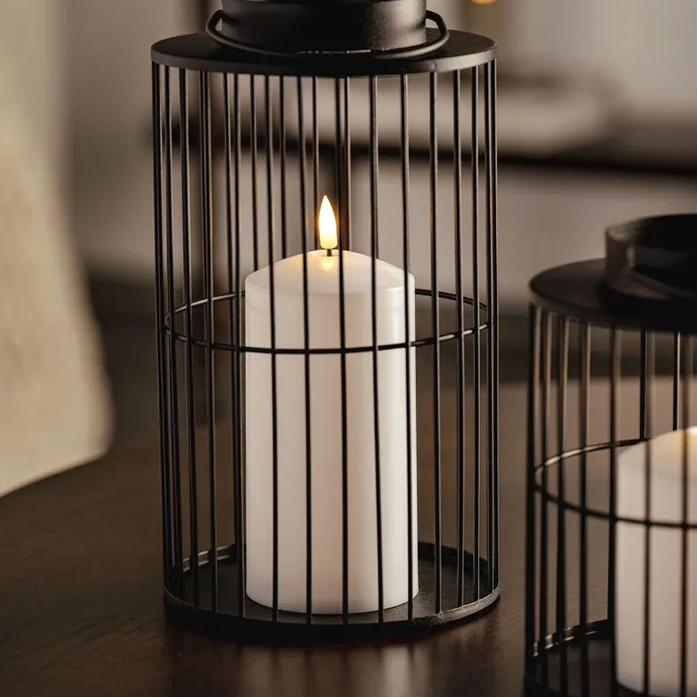 Leonardo Laterne mit LED Kerze Schwarz (18cm)