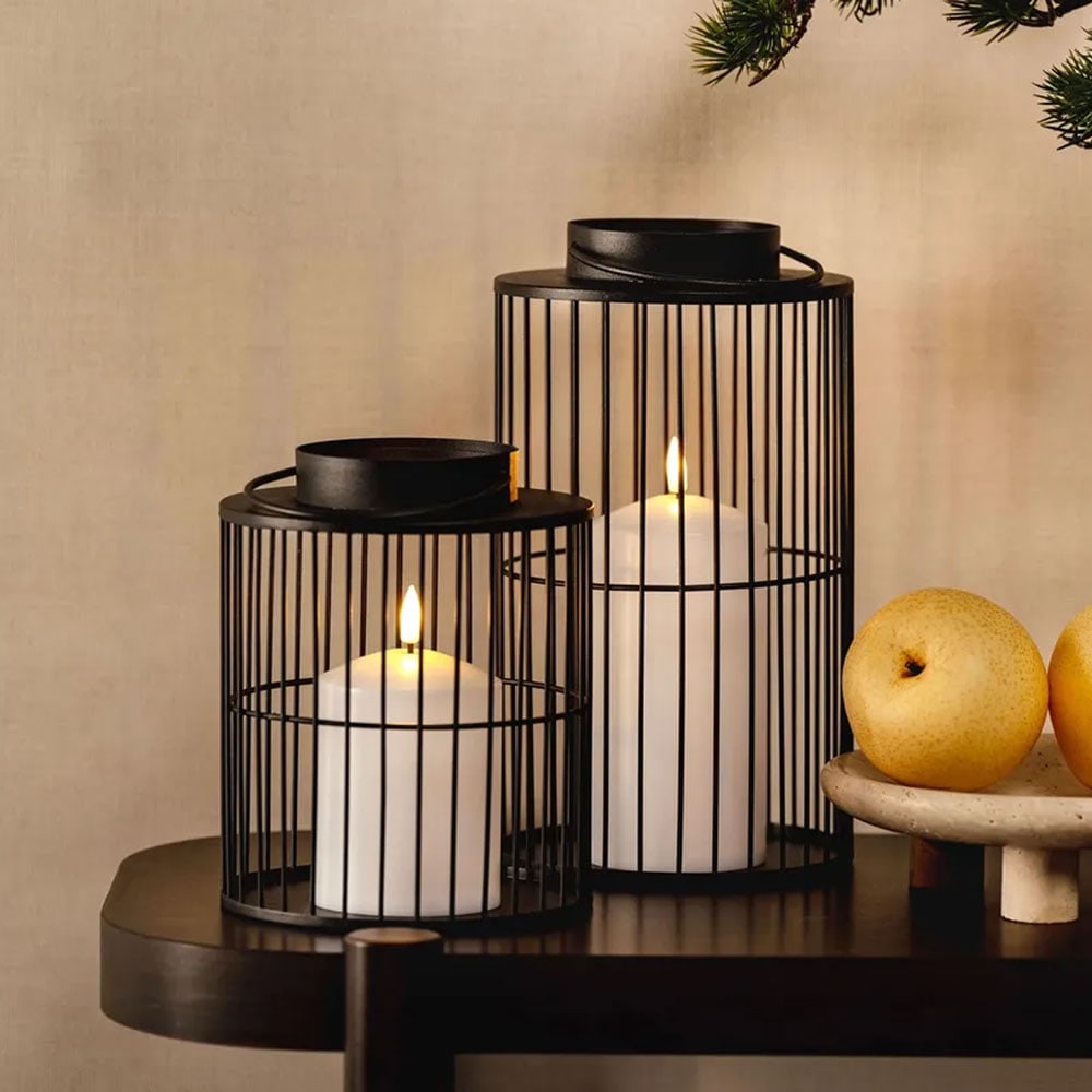 Leonardo Laterne mit LED Kerze Schwarz (26cm)