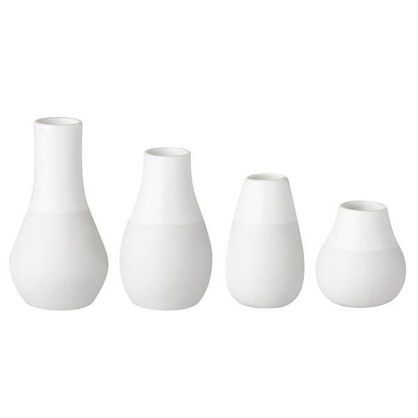 Zuhause Mini Vasen 4tlg 8,5cm Dekoration räder Design Porzellan weiss 4cm