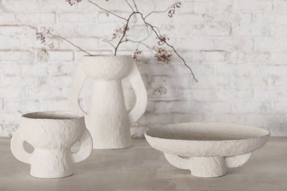 Vase Earth Small Paper Maché White (H22,5) von SERAX