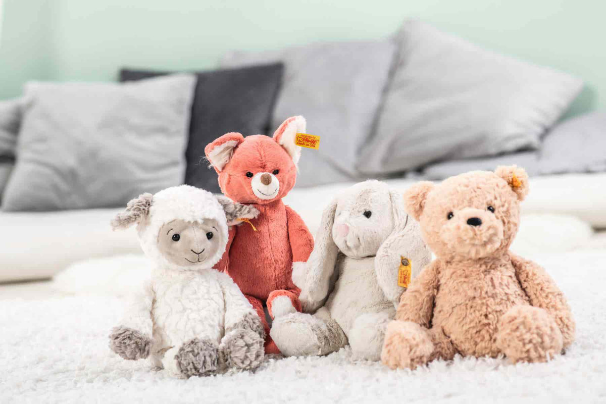 Steiff Hoppie Coniglietto 18 cm, grigio chiaro, coniglietto di peluche