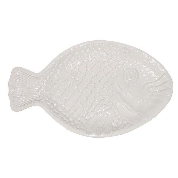 Servierplatte Fisch Relief Platter Weiß (23,5cm) von Vista Portuguese -  erkmann